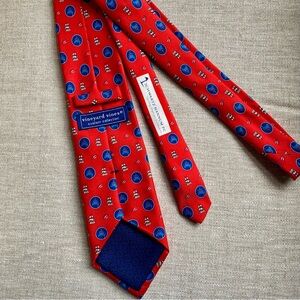 Vineyard Vines Mens Necktie Custom Collection 100% Silk Boats Lobster Red 3.5x62